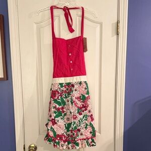 Sur La Table Red Vintage-Inspired Apron with Cream Tag